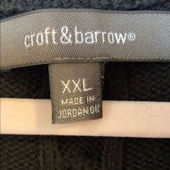 Black Sweater Pullover Cable with Zipper Neckline XXL - Picture 6 of 6